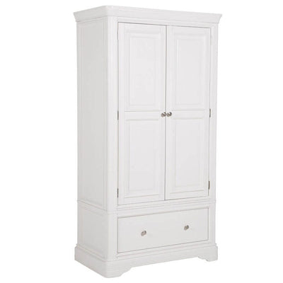 Louvre White Wooden 2 Door 1 Drawer Wardrobe Furniture 