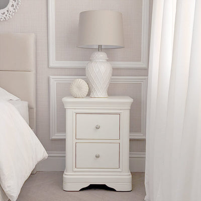 Louvre White Wooden 2 Drawer Bedside Table Furniture 