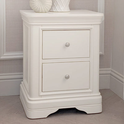 Louvre White Wooden 2 Drawer Bedside Table Furniture 