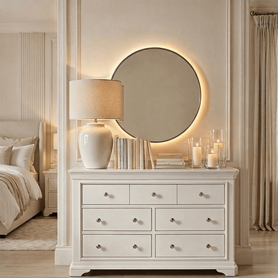 Louvre White Wooden 7 Drawer Chest Furniture 