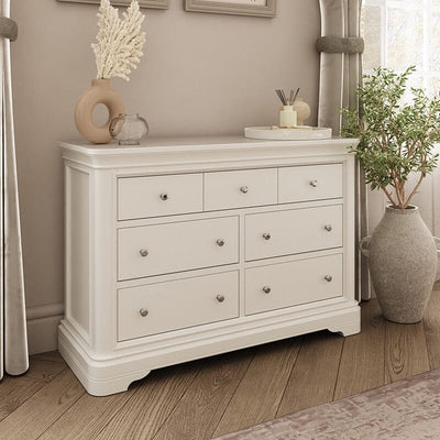 Louvre White Wooden 7 Drawer Chest Furniture 