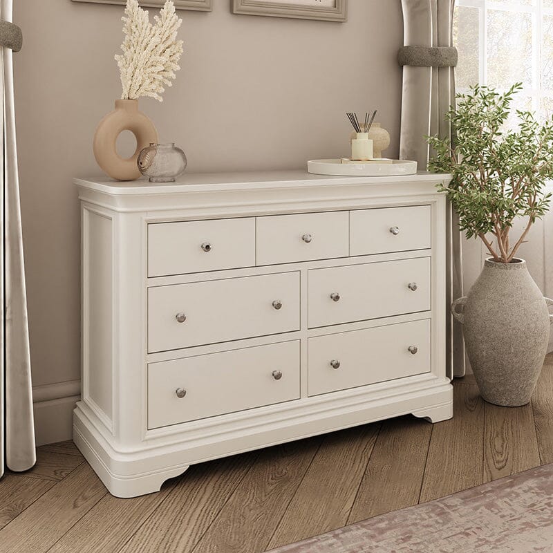 Louvre White Wooden 7 Drawer Chest Furniture 