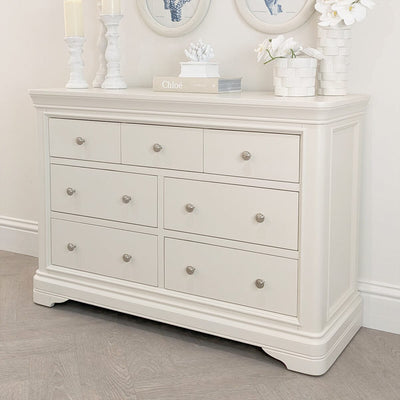 Louvre White Wooden 7 Drawer Chest Furniture 