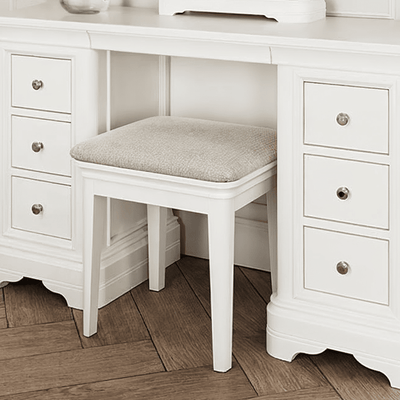 Louvre White Wooden Upholstered Stool Furniture 
