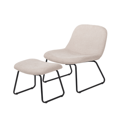 Lucca Cream Chenille Chair & Footstool Set Furniture 