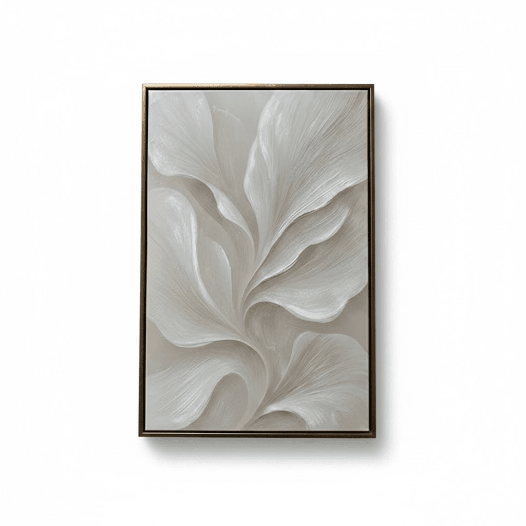 Lucia Cream & Beige Swirl Abstract Canvas Wall Art with Gold Frame Accessories 