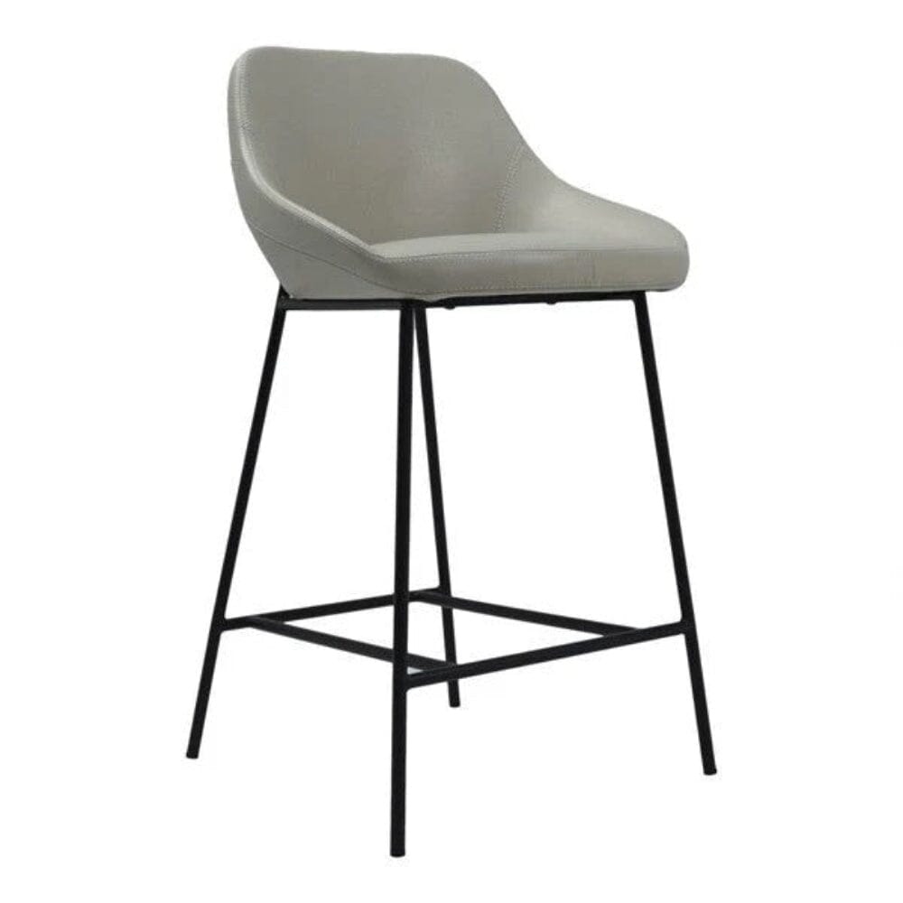 Lucia Grey Leather Bar Stool with Black Metal Legs Furniture 