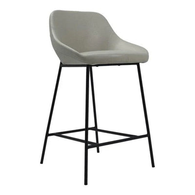 Lucia Grey Leather Bar Stool with Black Metal Legs Furniture 