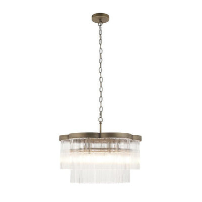 Luzia Large Scalloped Brushed Brass & Glass Pendant Ceiling Light Lighting 