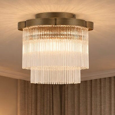Luzia Scalloped Brushed Brass & Glass Flush Ceiling Light Lighting 