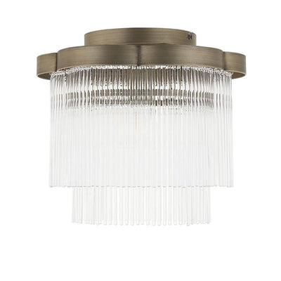 Luzia Scalloped Brushed Brass & Glass Flush Ceiling Light Lighting 