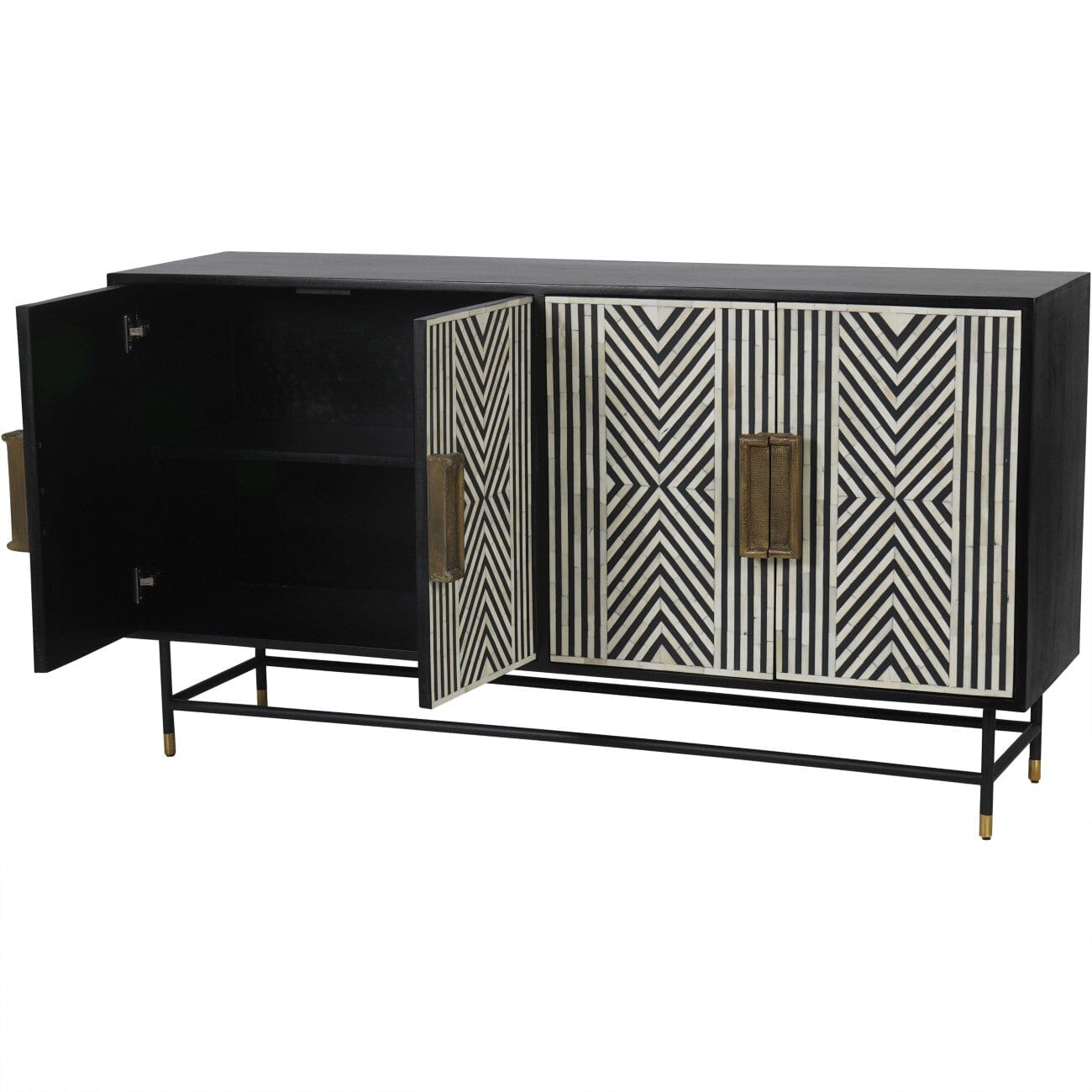Lydia Luxury Monochrome 4 Door Sideboard Furniture 