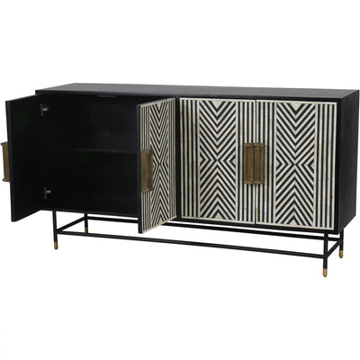 Lydia Luxury Monochrome 4 Door Sideboard Furniture 