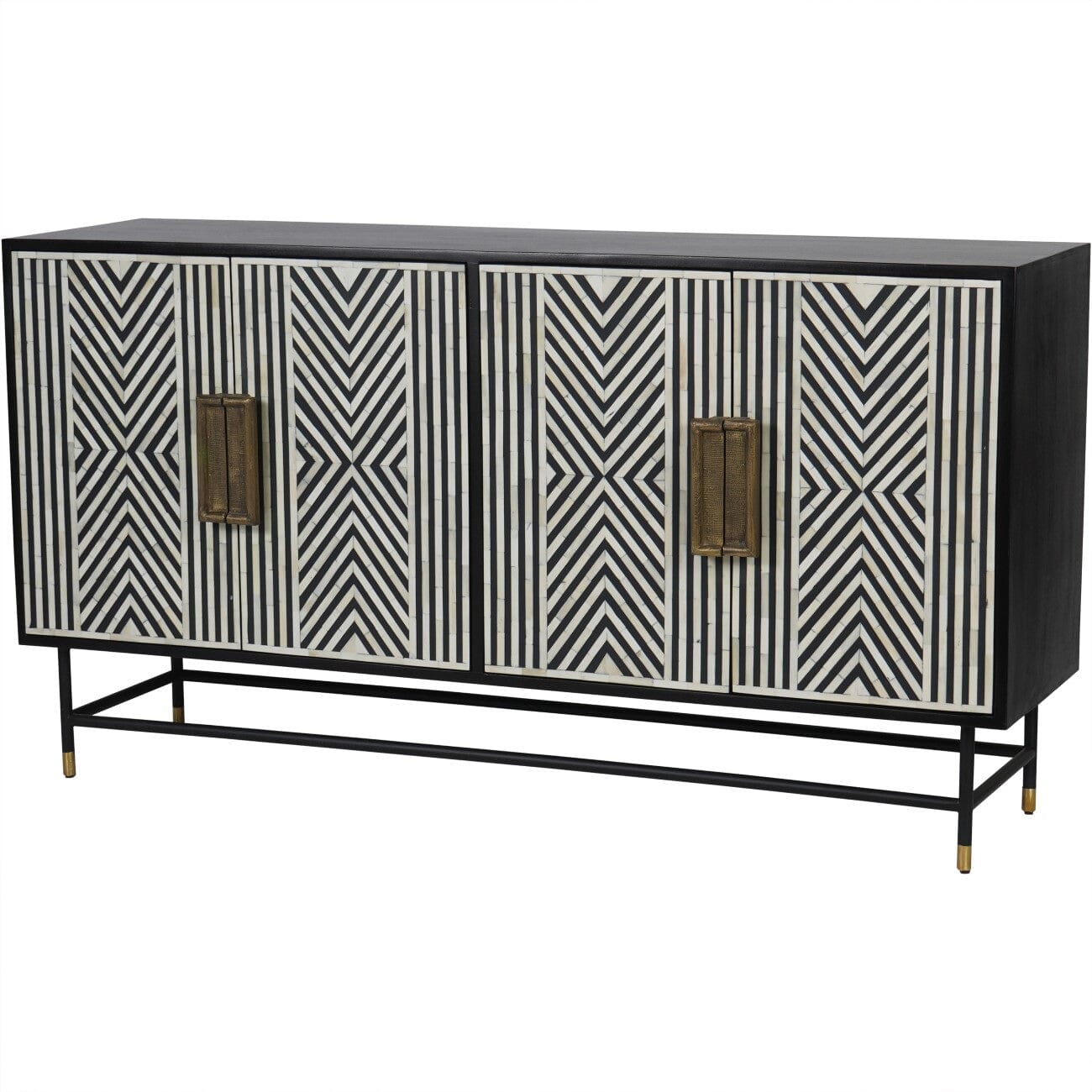 Lydia Luxury Monochrome 4 Door Sideboard Furniture 