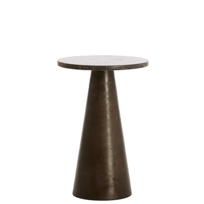 Macci Large Bronze & Dark Marble Round Side Table Furniture 