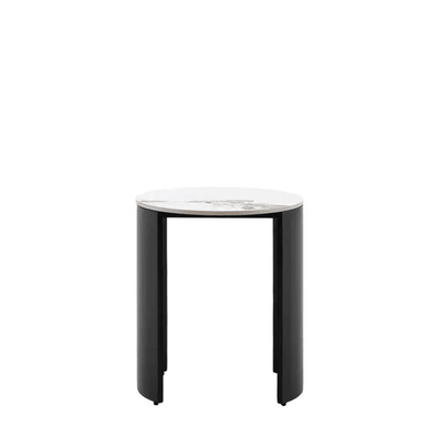 Macie Black Curved Side Table with Marble Top Furniture 