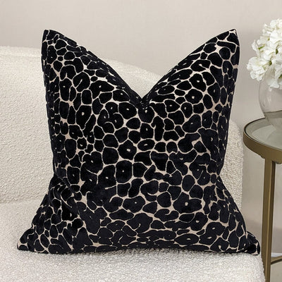 Macy Black & Cream Leopard Print Cushion - 43x43cm Textiles 
