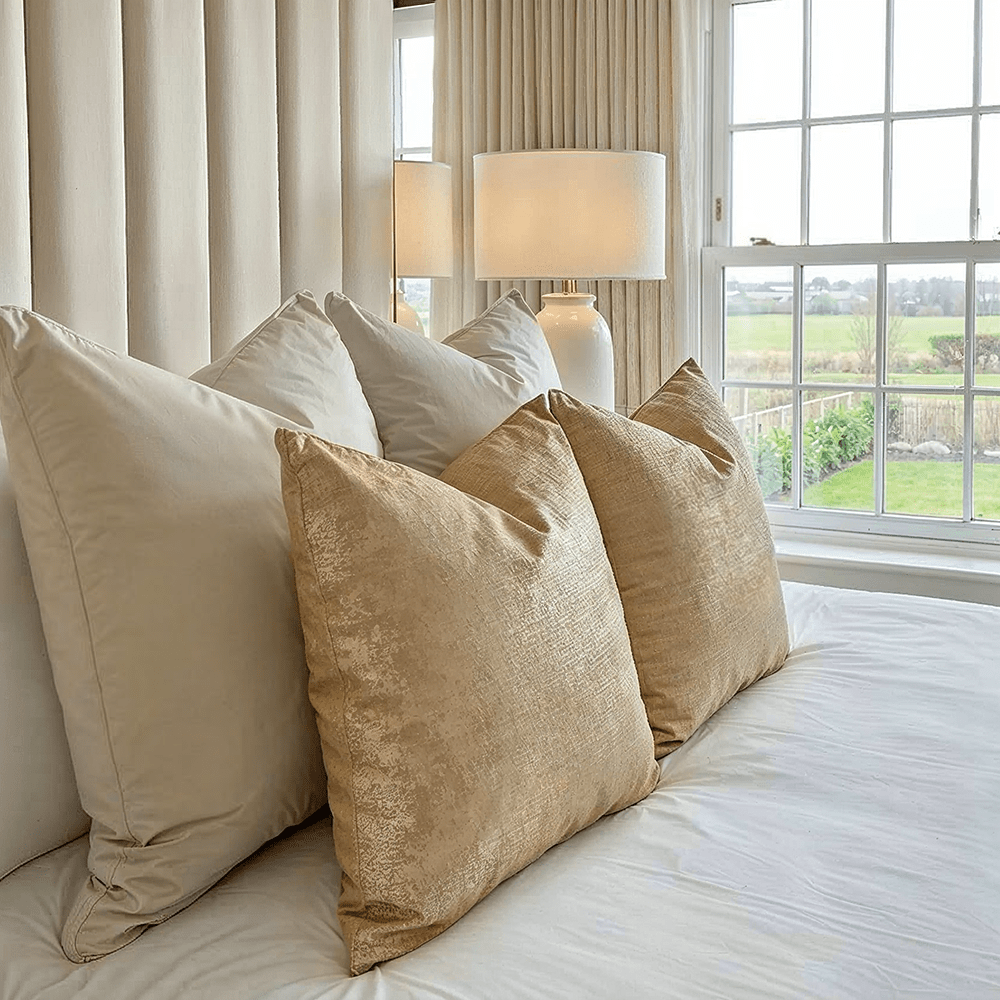 Maddie Textured Gold Cushion- 43 x 43cm Textiles 