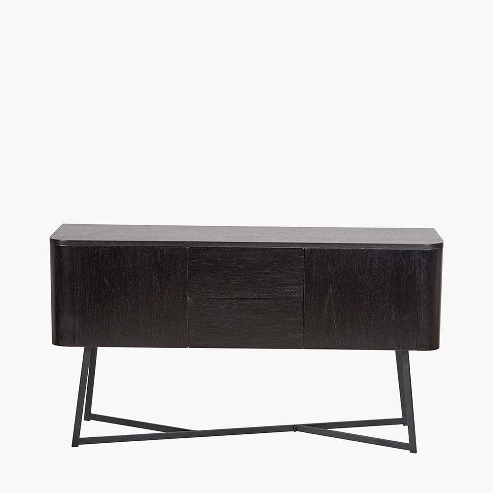 Maeva Black Ash Veneer & Metal 2 Door 2 Drawer Sideboard Furniture 