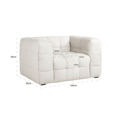 Maggie Cream Chenille Quilted Armchair Furniture 