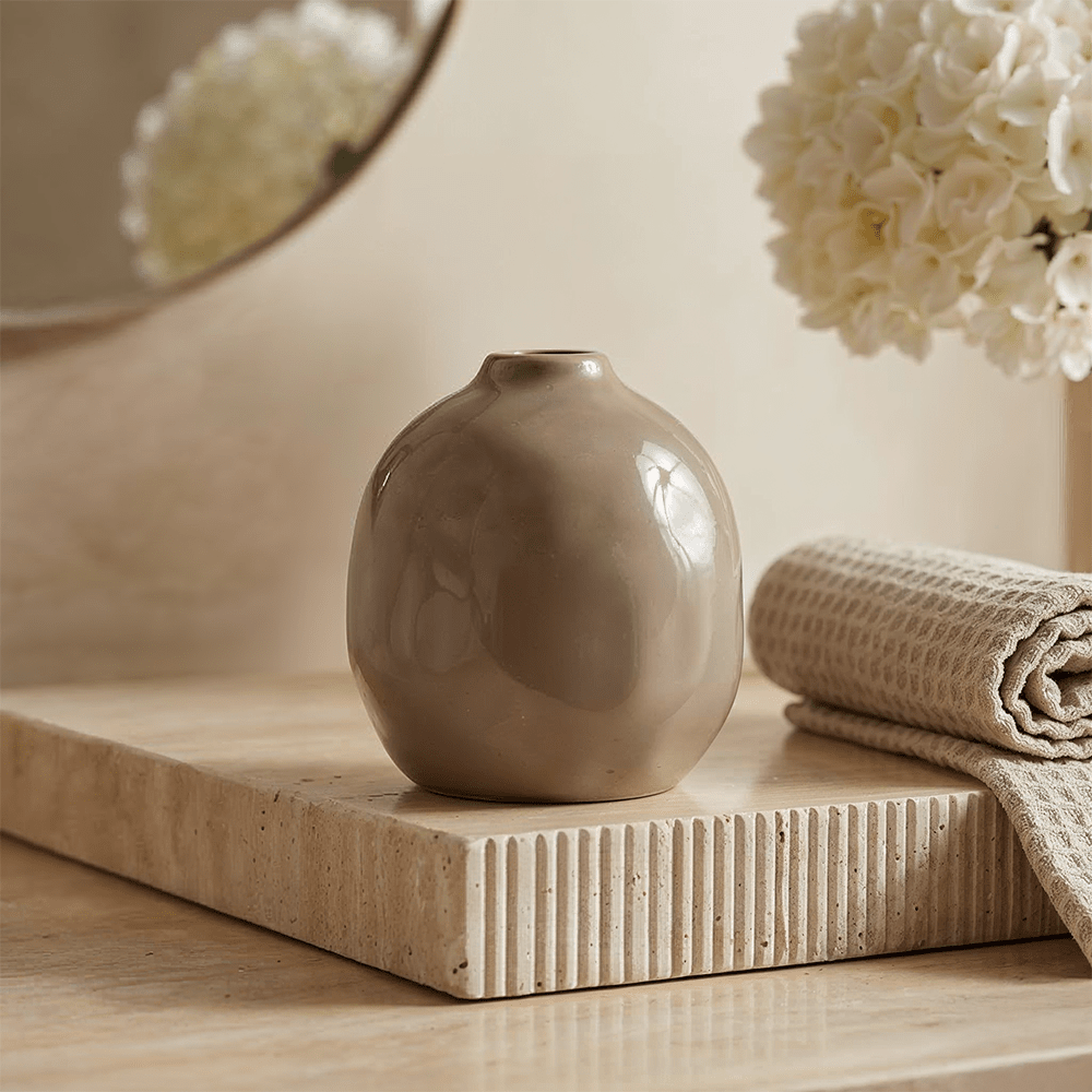 Maja Mini Taupe Decorative Round Vase Accessories 