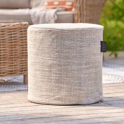 Maldives Outdoor Heated Neutral Textured Medium Round Stool Outdoor 