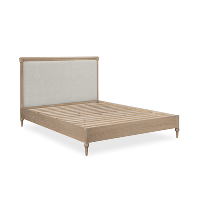 Malibu Cream Linen & Washed Wood Upholstered Bed Beds and Headboards 