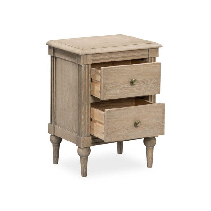Malibu Washed Wood 2 Drawer Bedside Table Furniture 