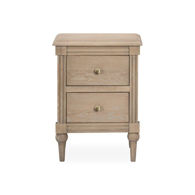 Malibu Washed Wood 2 Drawer Bedside Table Furniture 