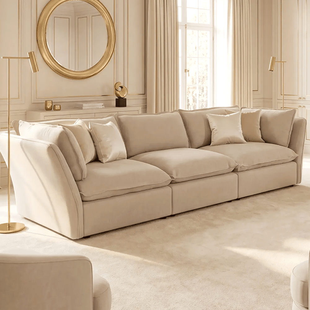 Mallow Coastal Weave Linen 3 Seater Sofa Sofa 