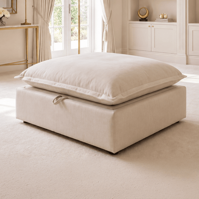 Mallow Coastal Weave Linen Storage Footstool Sofa 