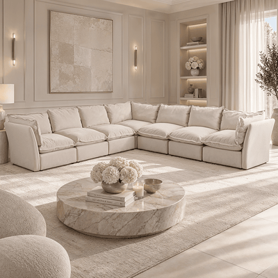 Mallow Coastal Weave Linen XL Corner Sofa Sofa 