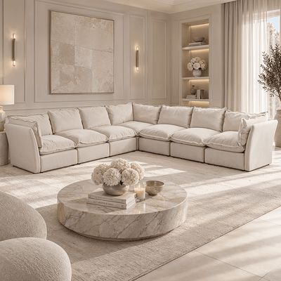 Mallow Coastal Weave Linen XL Corner Sofa Sofa 