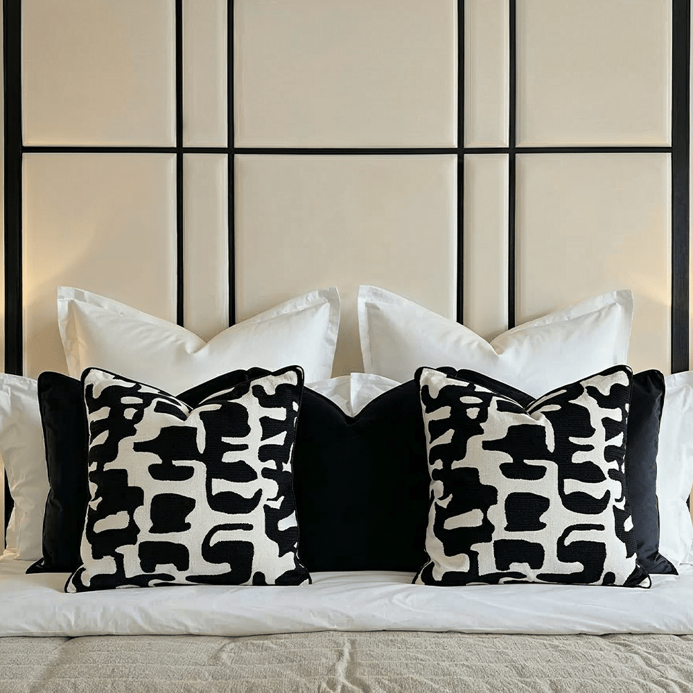 Manu Monochrome Abstract Pattern Cushion- 50x50cm 