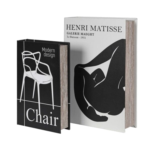 Maos Black & White Decorative Book Boxes - Set of 2 Accessories 