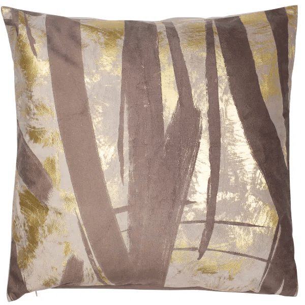 Maple Brown & Gold Metallic Brushstroke Effect Cushion - 50x50cm Textiles 