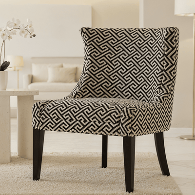 Marcelline Black & Grey Geometric Pattern Lounge Chair Sofa 
