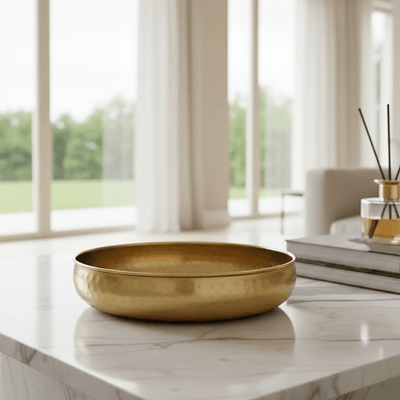 Marcia Gold Round Hammered Decorative Dish Accessories 