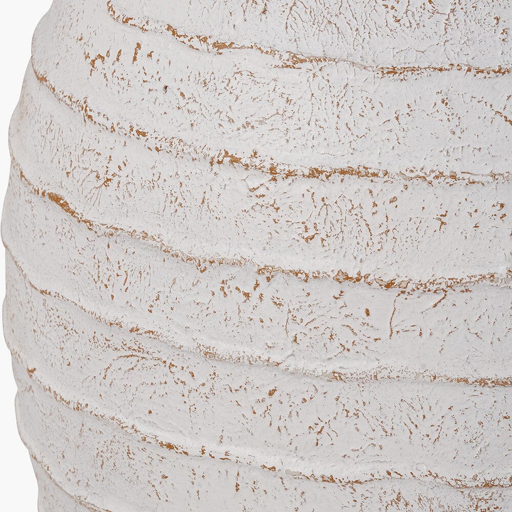 Marella Large Distressed White Wash Decorative Ribbed Vase Accessories 