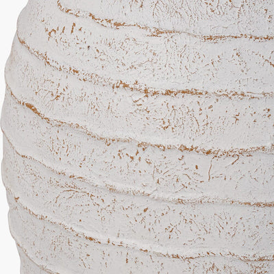 Marella Large Distressed White Wash Decorative Ribbed Vase Accessories 