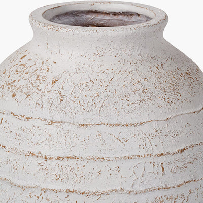 Marella Large Distressed White Wash Decorative Ribbed Vase Accessories 