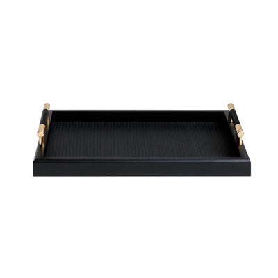 Margo Luxury Black Textured Tray with Gold Handles Accessories 