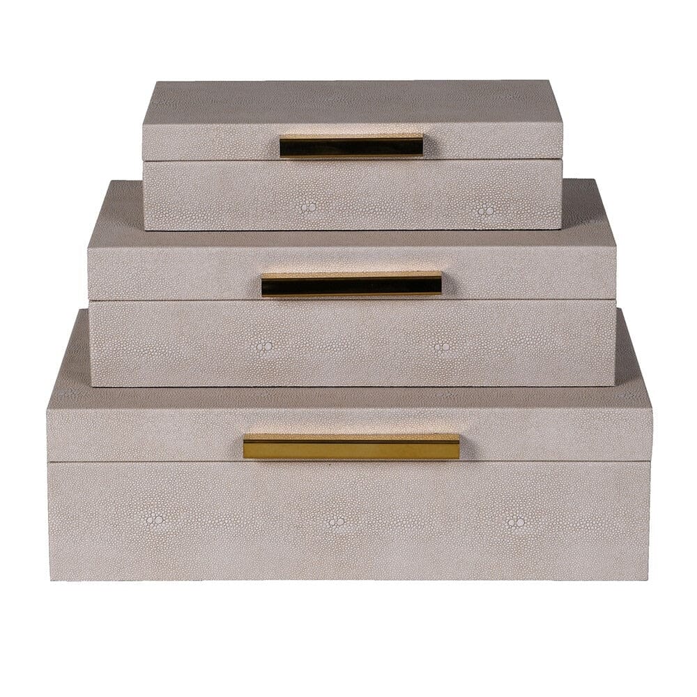 Margot Taupe & Gold Decorative Storage Boxes - Set of 3 Accessories 