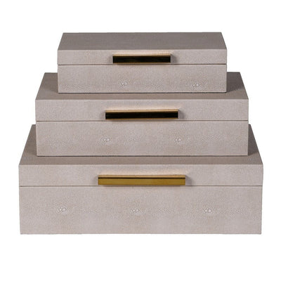 Margot Taupe & Gold Decorative Storage Boxes - Set of 3 Accessories 