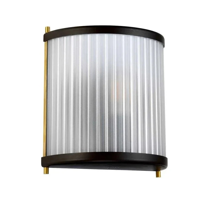 Maria Dark Brown & Brass Ribbed Glass Wall Light Lighting 