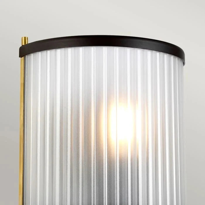 Maria Dark Brown & Brass Ribbed Glass Wall Light Lighting 
