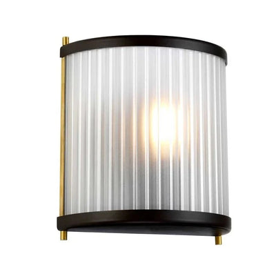 Maria Dark Brown & Brass Ribbed Glass Wall Light Lighting 