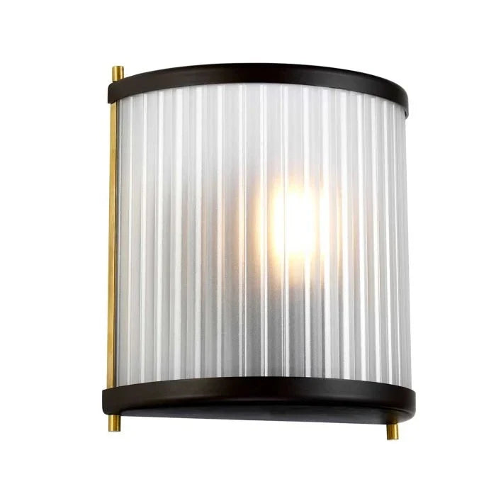 Maria Dark Brown & Brass Ribbed Glass Wall Light Lighting 