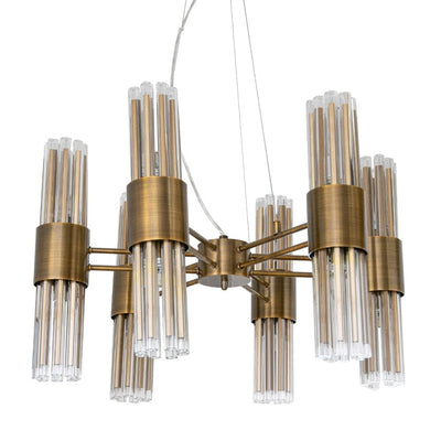 Maribelle Premium Brass & Glass 6 Arm Chandelier Lighting 