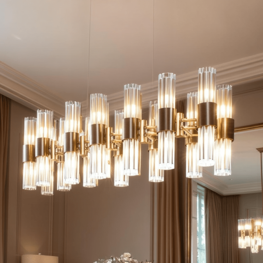 Maribelle Premium Gold Rectangular Chandelier Lighting 